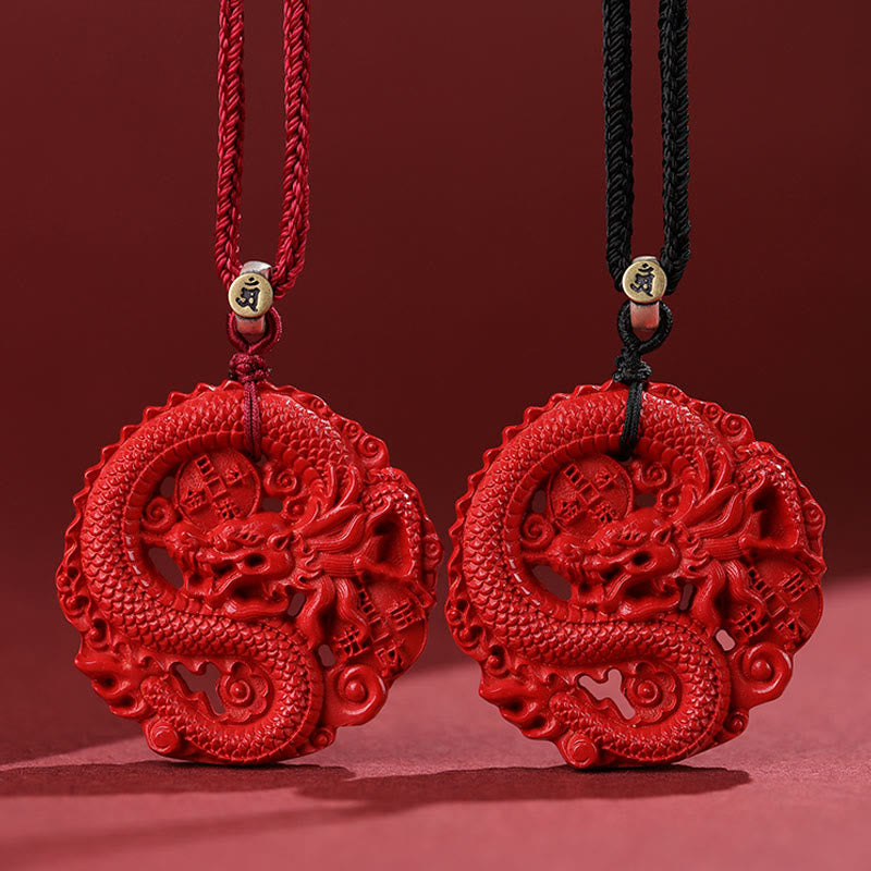 Buddha Stones Year of the Dragon 925 Sterling Silver Natural Cinnabar Copper Coin Luck Necklace Pendant - image 11