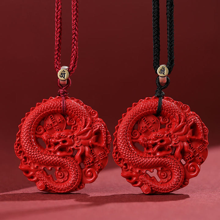 Buddha Stones Year of the Dragon 925 Sterling Silver Natural Cinnabar Copper Coin Luck Necklace Pendant - image 11