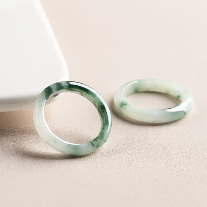 Buddha Stones Natural Green Jade Luck Abundance Ring - image 2