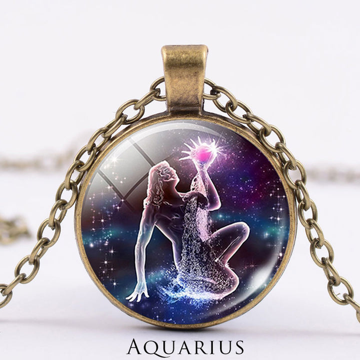 12 Constellations of the Zodiac Moon Starry Sky Protection Blessing Necklace Pendant - image 29