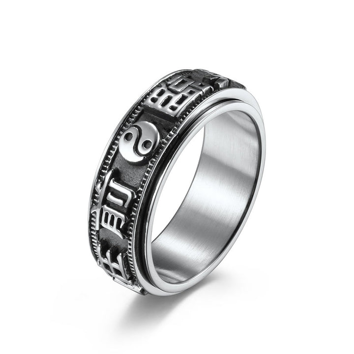 Letter Words Balance Calm Titanium Steel Rotatable Ring - image 0