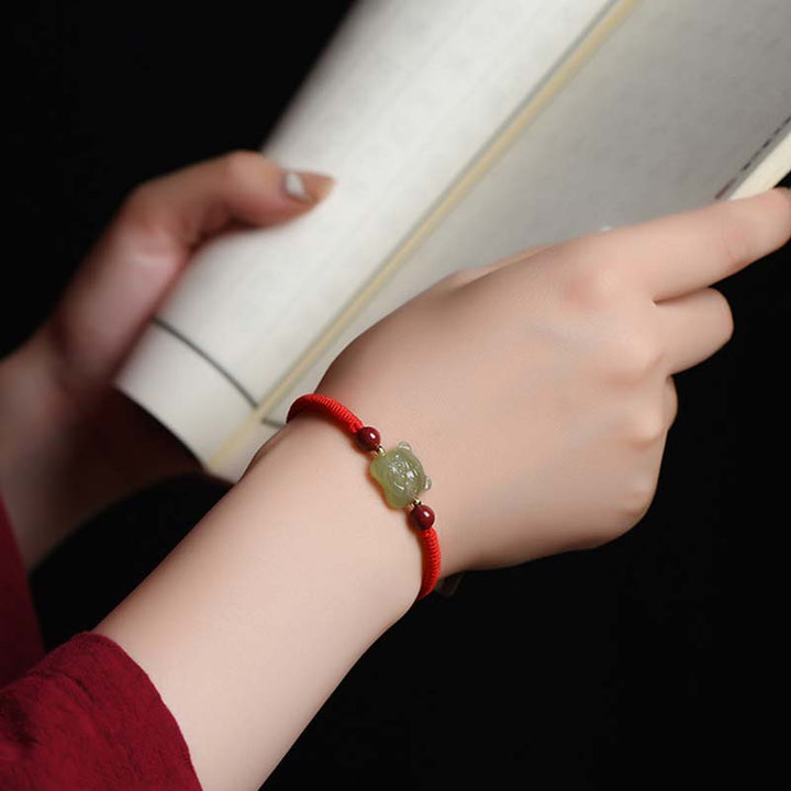 Buddha Stones Jade Cinnabar Lucky Tiger String Bracelet - image 3