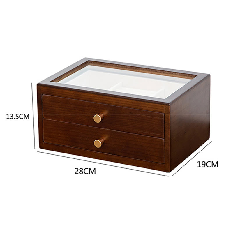 Buddha Stones Retro Solid Wood Jewelry Box Jewelry Storage Box With Drawer - image 16