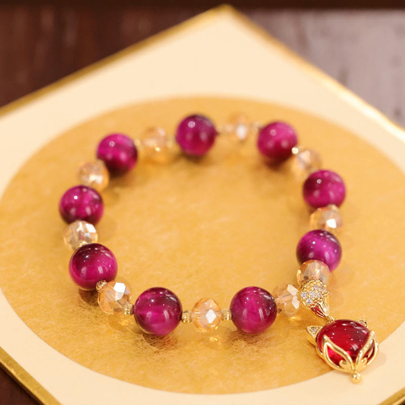 Buddha Stones Red Tiger Eye PiXiu Fox Protection Self Confidence Bracelet - image 3