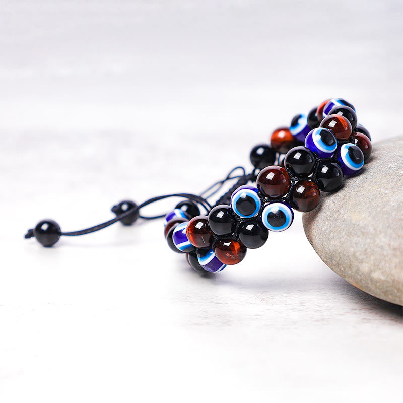 Buddha Stones Evil Eye Hematite Tiger Eye Protection Beaded Bracelet - image 14