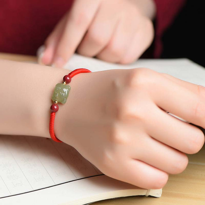 Buddha Stones Jade Cinnabar Lucky Tiger String Bracelet - image 2