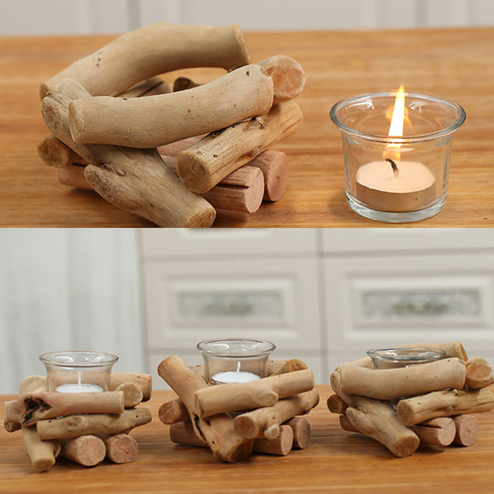 Buddha Stones Wood Candlestick Home Candle Holder Decoration - image 16