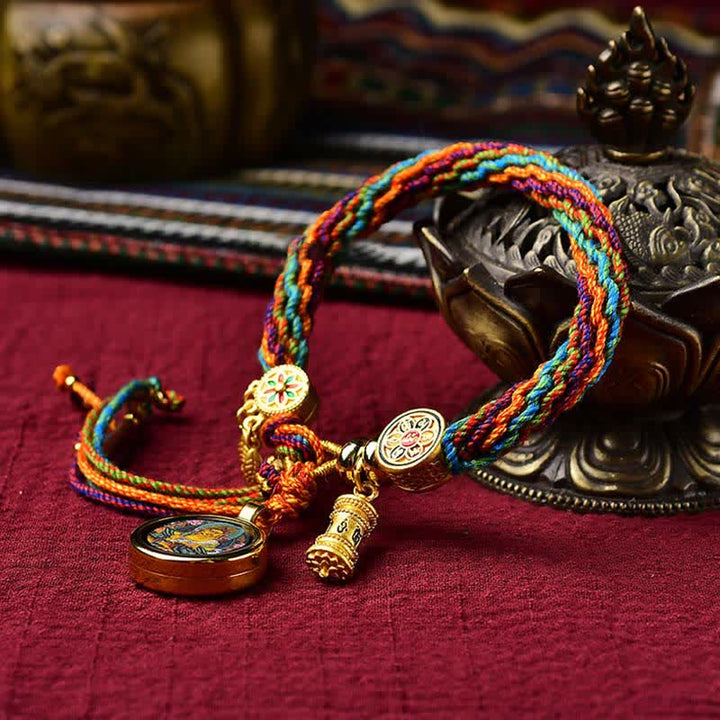 Buddha Stones Tibetan Luck Reincarnation Knot Prayer Wheel Dream Catcher Braid String Bracelet - image 2