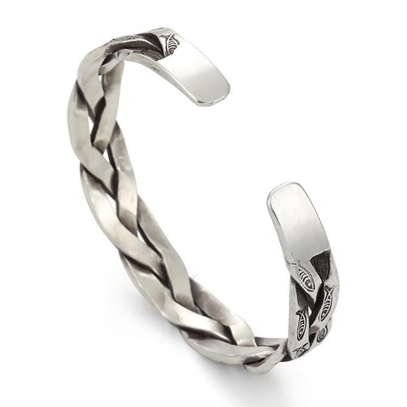 Buddha Stones Koi Fish Twisted Design Luck Wealth Cuff Bracelet Bangle - image 2