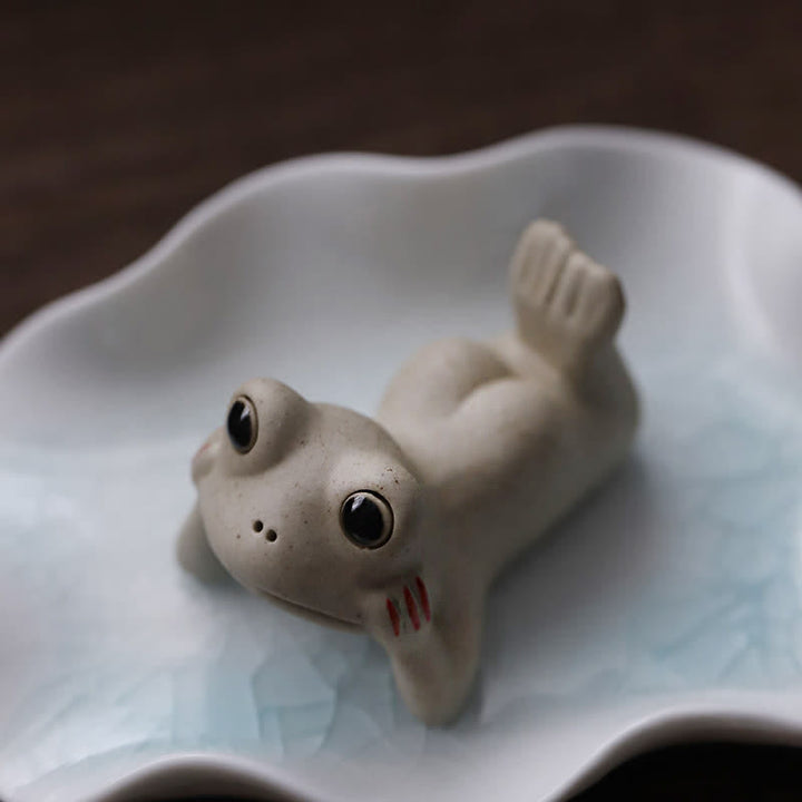 Meditating Ceramic Small Frog Statue Decoration - Frog - image 5