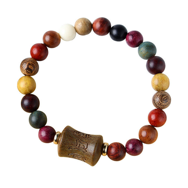 Buddha Stones Tibet Multicolored Sandalwood Om Mani Padme Hum Protection Bracelet - image 13