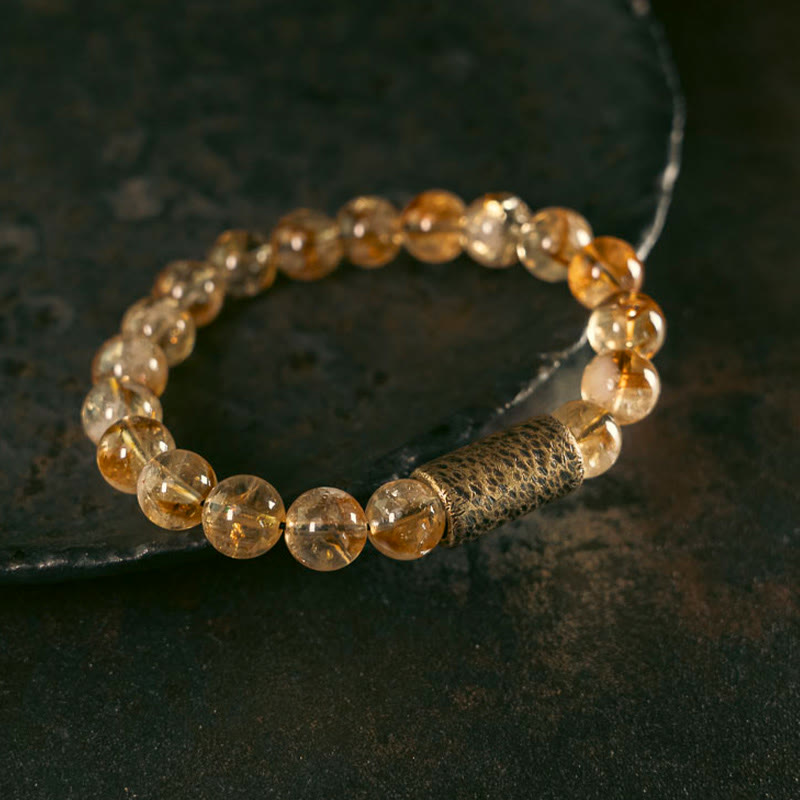 Buddha Stones Natural Citrine Crystal Brass Bead Protection Bracelet - image 1