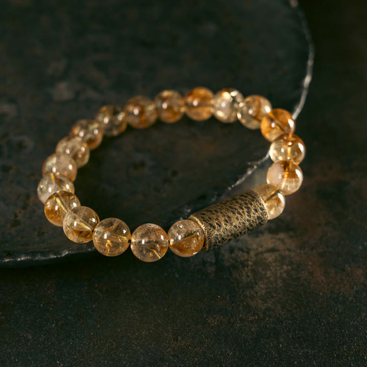 Buddha Stones Natural Citrine Crystal Brass Bead Protection Bracelet - image 1
