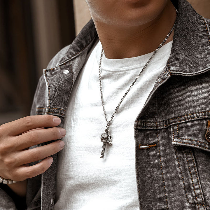 Buddha Stones Tibetan Om Mani Padme Hum Prayer Wheel Lotus Wisdom Rotatable Necklace Pendant - image 3