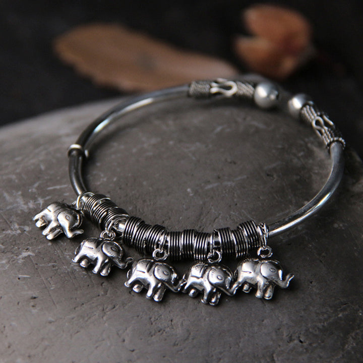 Buddha Stones 925 Sterling Silver Elephant Strength Bracelet Bangle - ELEPHANT SYMBOL (STRENGTH ♥ WISDOM) - image 0