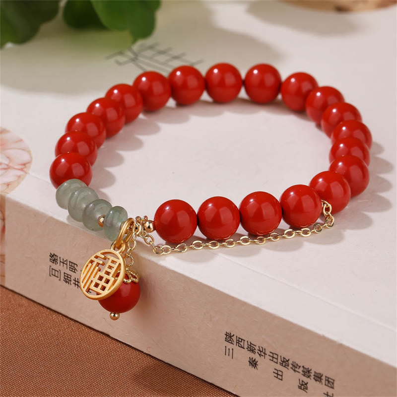 Buddha Stones Cinnabar Auspicious Fu Character Jade Calm Bracelet - image 4