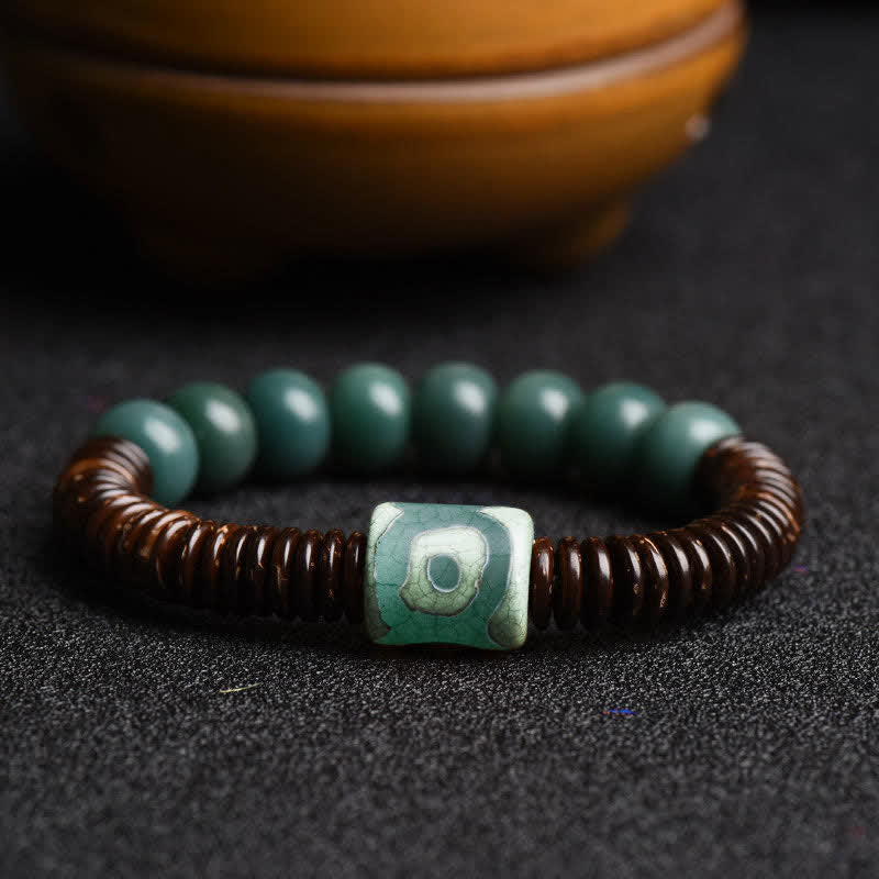 Tibetan Cyan Bodhi Seed Dzi Bead Coconut Shell Keep Away Evil Spirits Bracelet - Bodhi Seed(Auspiciousness♥Luck) - image 0