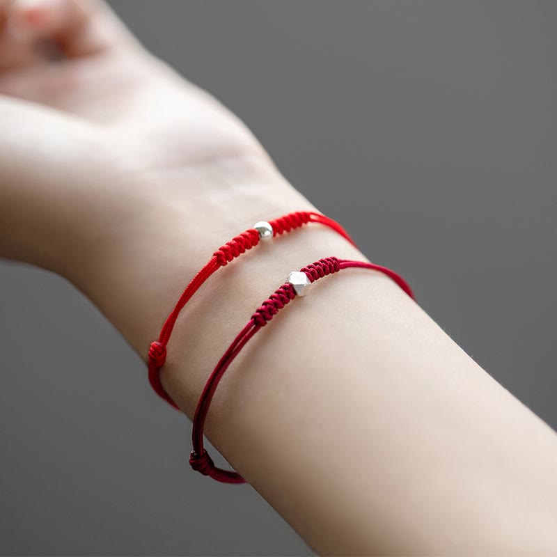 Buddha Stones 925 Sterling Silver Luck Bead Protection Red String Braided Bracelet - image 2
