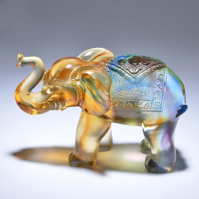 Handmade Liuli Crystal Elephant Art Piece Wisdom Wealth Home Decoration - ELEPHANT SYMBOL (STRENGTH ♥ WISDOM) - image 0