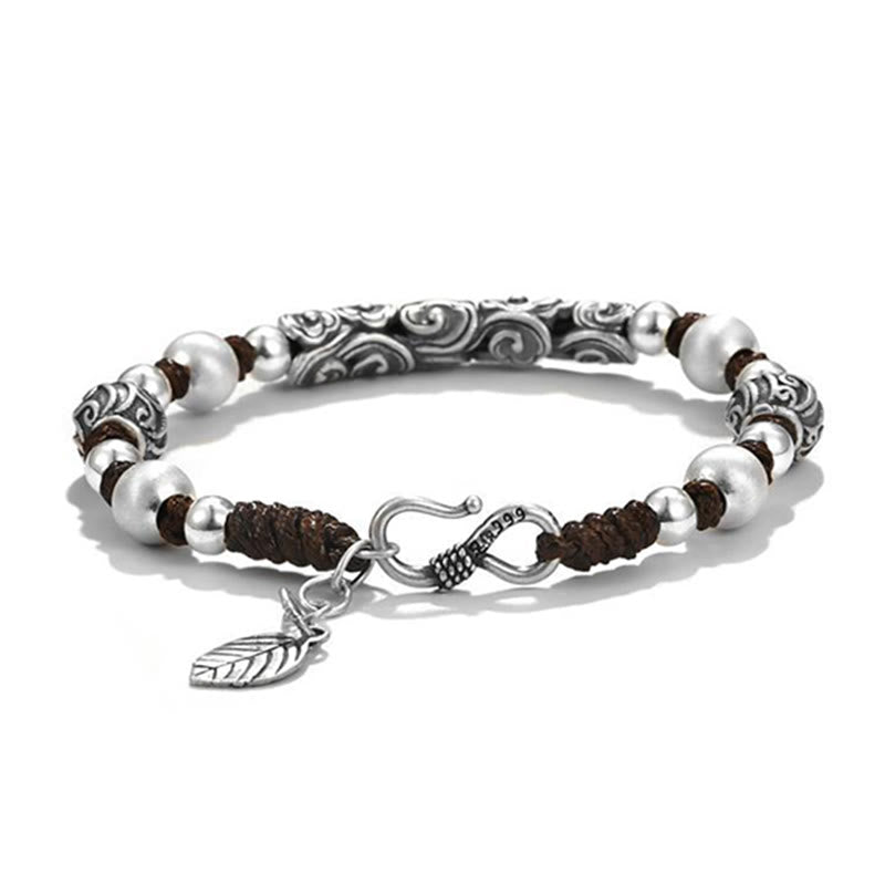 Buddha Stones Tibet Handmade Copper 999 Sterling Silver Auspicious Cloud Wealth String Bracelet - image 10