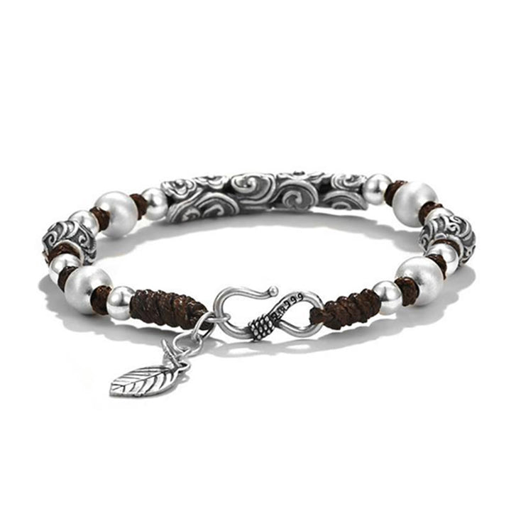 Buddha Stones Tibet Handmade Copper 999 Sterling Silver Auspicious Cloud Wealth String Bracelet - image 10