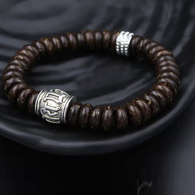 Buddha Stones Natural Tibetan Coconut Shell Om Mani Padme Hum Positive Bracelet - image 22