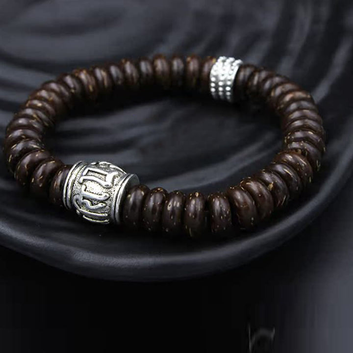 Buddha Stones Natural Tibetan Coconut Shell Om Mani Padme Hum Positive Bracelet - image 22