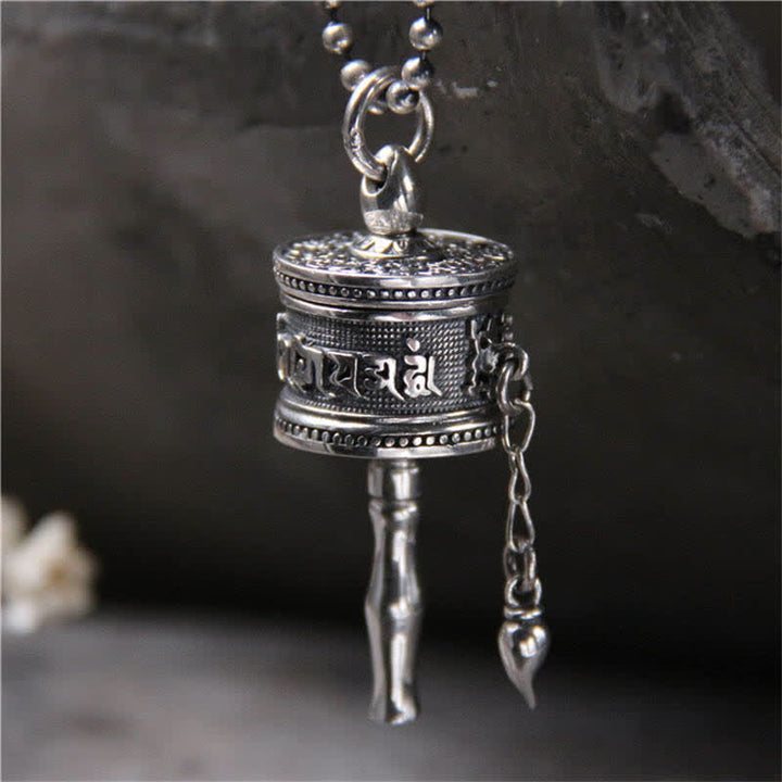Buddha Stones 925 Sterling Silver Om Mani Padme Hum Prayer Wheel Purity Rotatable Necklace Pendant - Om Mani Padme Hum(Only Pendant)-925 Sterling Silver - image 0