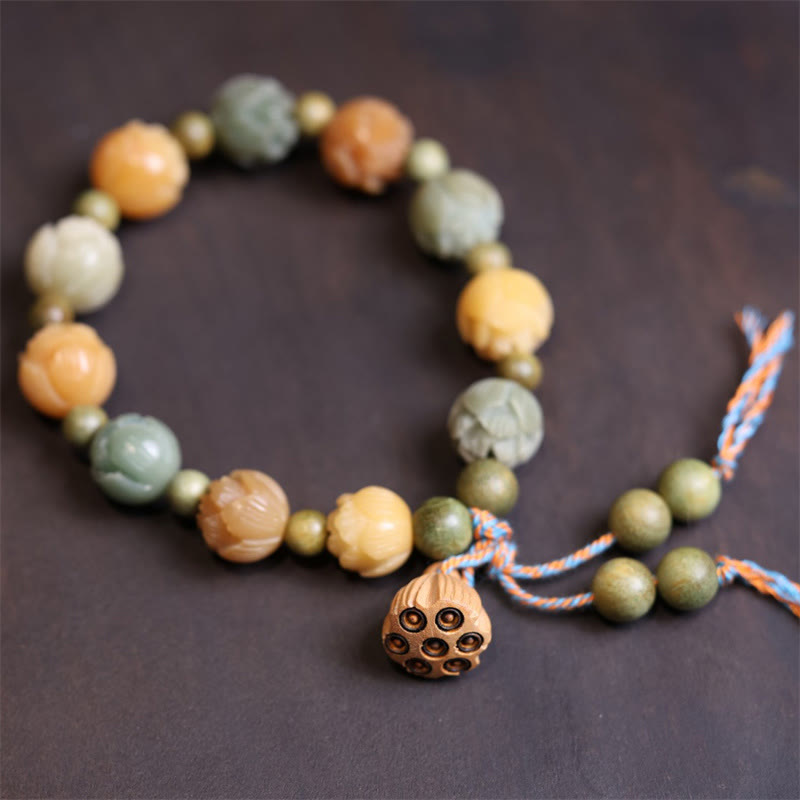 Buddha Stones Bodhi Seed Lotus Green Sandalwood Wisdom Harmony Bracelet - image 3