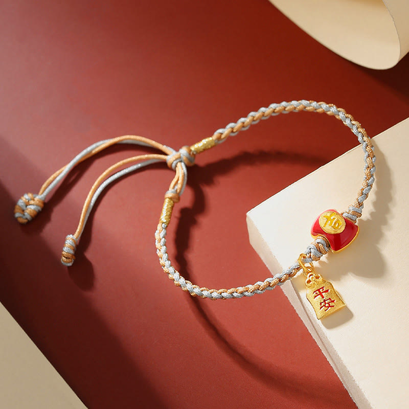Buddha Stones 925 Sterling Silver Handmade Auspicious Chinese Character Blessing Braided String Bracelet - image 5