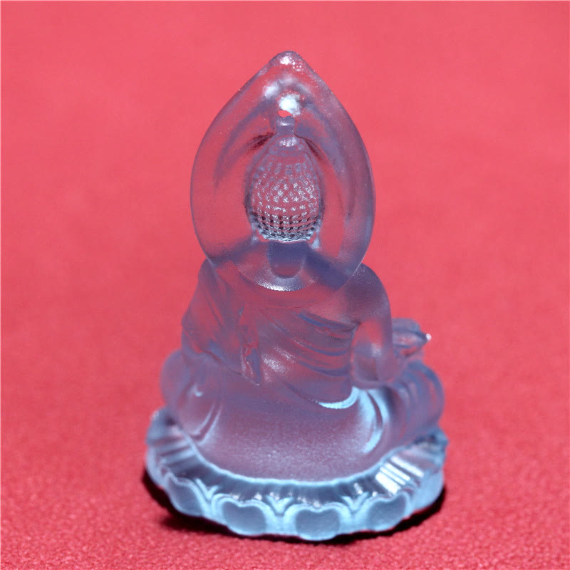 Buddha Stones Blue Tathagata Buddha Medicine Buddha Liuli Crystal Serenity Amulet Necklace Pendant - image 10