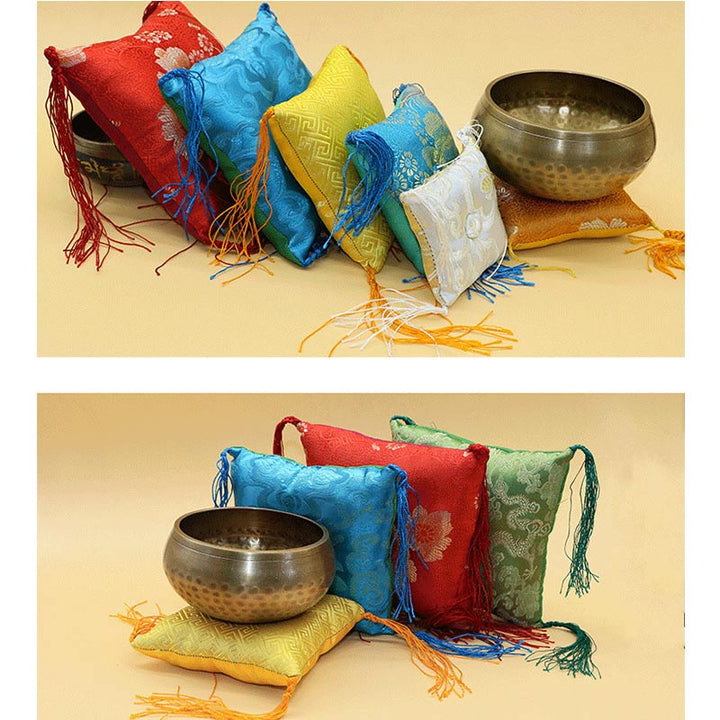 Buddha Stones Tibetan Singing Bowl Cushion Decoration with Tassel Decoration - image 5