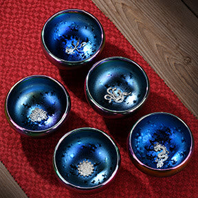 Buddha Stones Lotus Dragon Phoenix Koi Fish Peacock Chinese Jianzhan Inlaid Kiln Change Ceramic Teacup Kung Fu Tea Cup - image 9