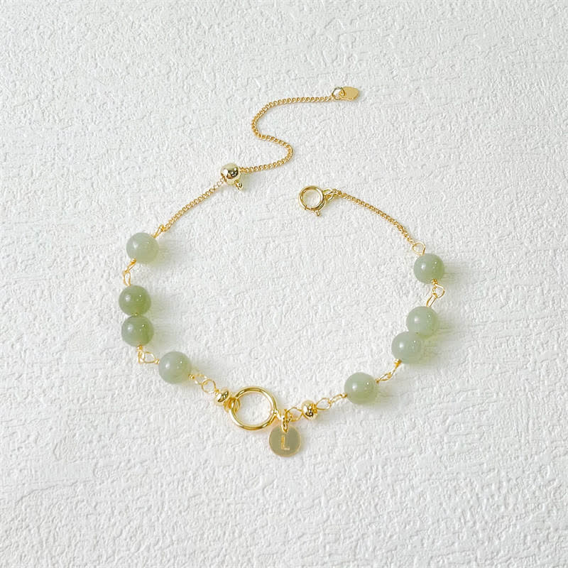 Buddha Stones Unique Natural Hetian Jade 14K Gold filled Luck Beaded Bracelet - image 1