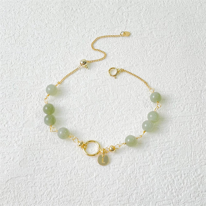 Buddha Stones Unique Natural Hetian Jade 14K Gold filled Luck Beaded Bracelet - image 1