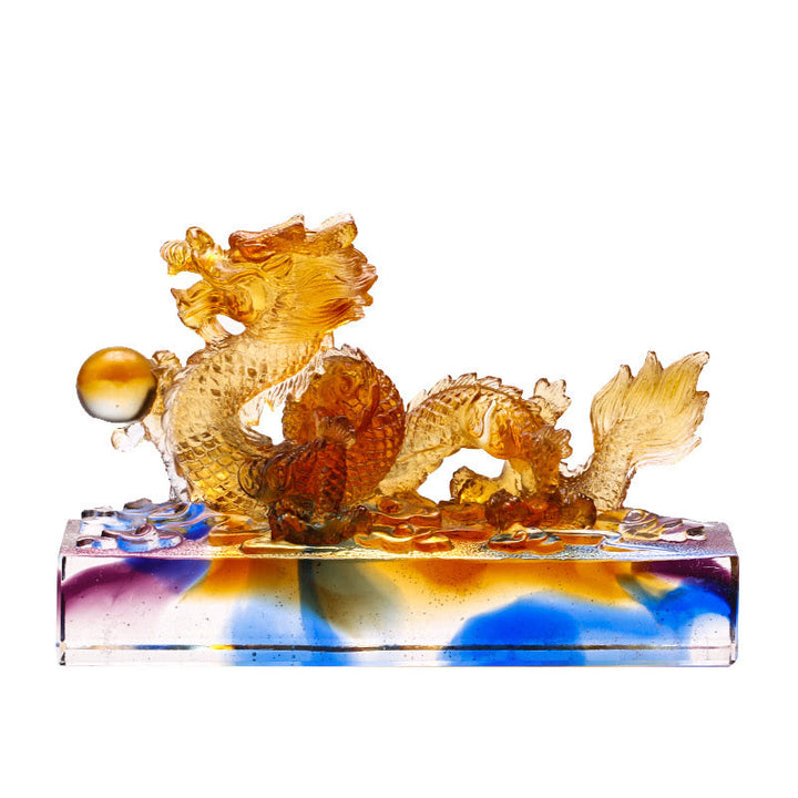 Buddha Stones Handmade Multicolored Dragon Liuli Crystal Art Piece Protection Home Office Decoration - image 12