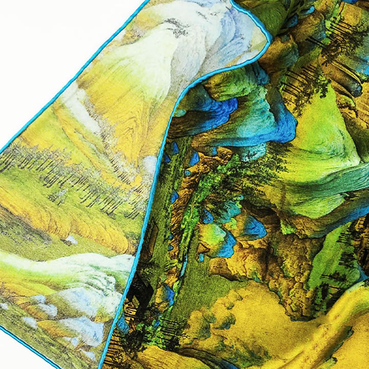 Buddha Stones A Panorama of Rivers and Mountains 100% Mulberry Silk Scarf Premium Grade 6A Silk Shawl - image 20