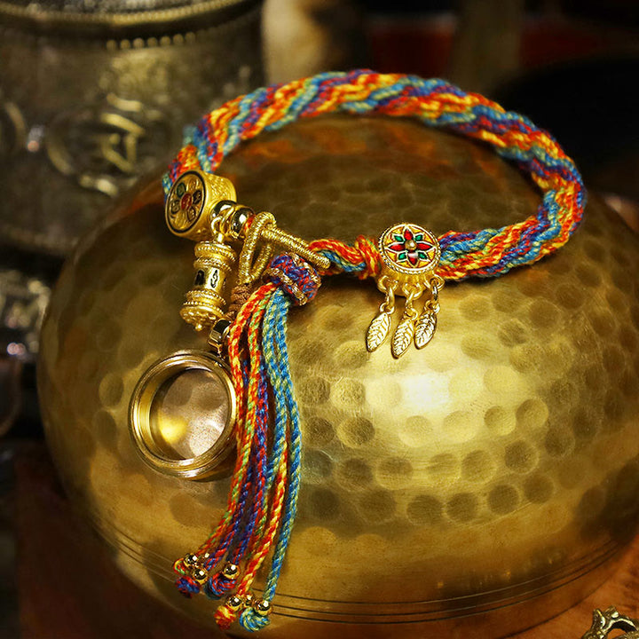 Buddha Stones Tibetan Om Mani Padme Hum Dreamcatcher Luck Colorful Reincarnation Knot String Bracelet - image 4