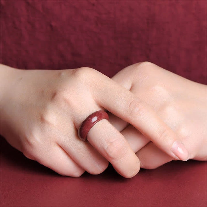 Buddha Stones Cinnabar Om Mani Padme Hum Auspicious Clouds Blessing Ring - image 2