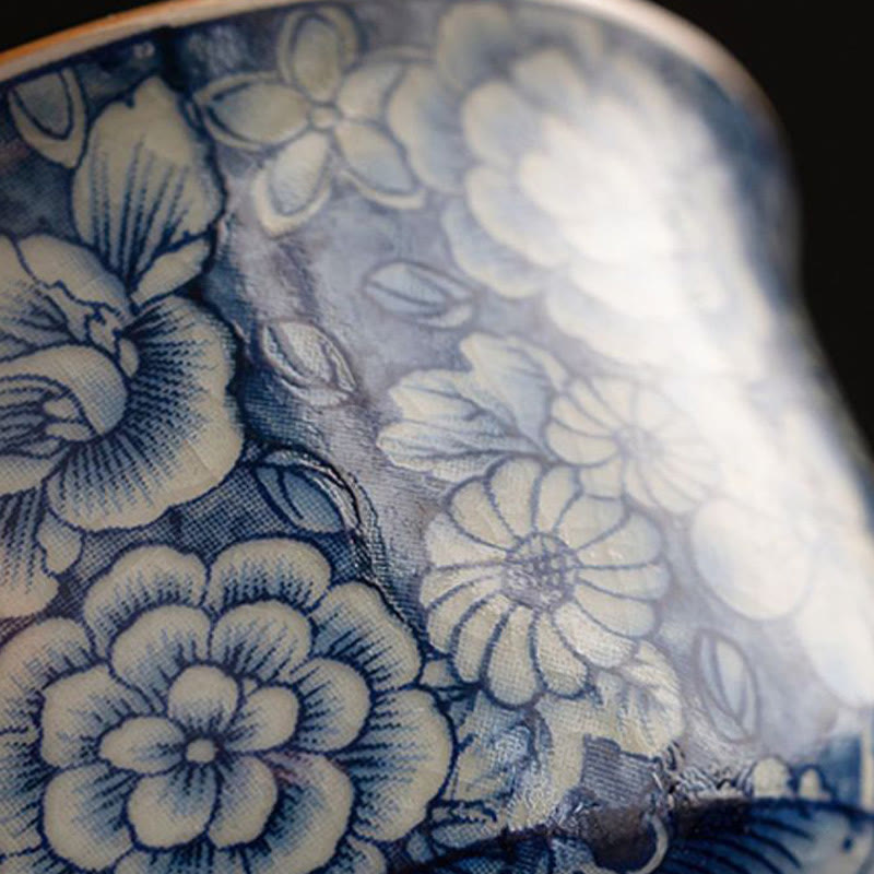 Buddha Stones Vintage Lotus Peony Plum Blossom Chrysanthemum Ceramic Teacup Tea Cups - image 7