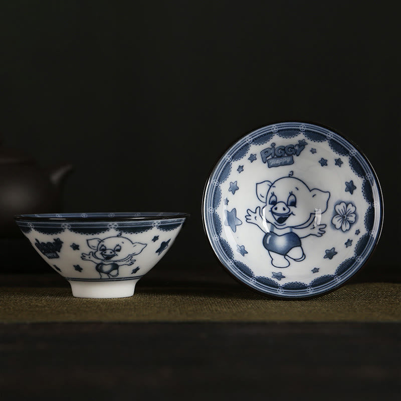 Buddha Stones Flowers Fu Character Mountains Lotus Cherry Blossoms Ceramic Teacup Kung Fu Tea Cup - Cute Pig 8.5cm*4cm*90ml - image 5