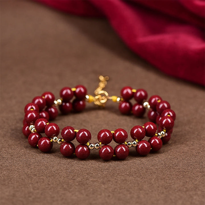 Buddha Stones Natural Cinnabar Beaded Blessing Bracelet - Cinnabar - image 0