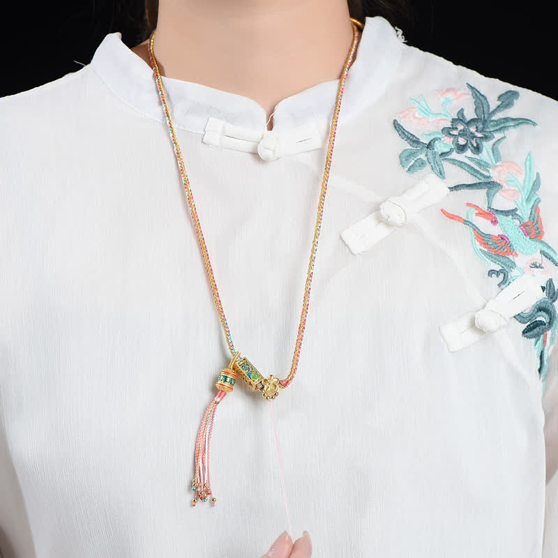 Buddha Stones Colorful String Copper Wealth Necklace Pendant - image 2