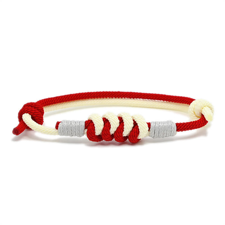 Buddha Stones Simple Design King Kong Knot Strength Braid String Bracelet - Red(Bracelet Size 15-25cm) - image 0