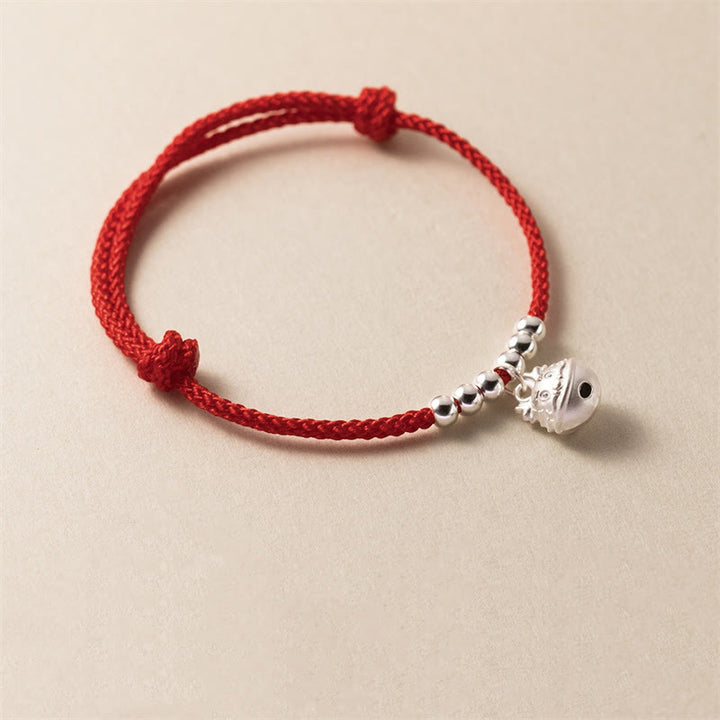 Buddha Stones Year of the Dragon 925 Sterling Silver Handmade Dragon Carved Success Braided Red Bracelet - image 5