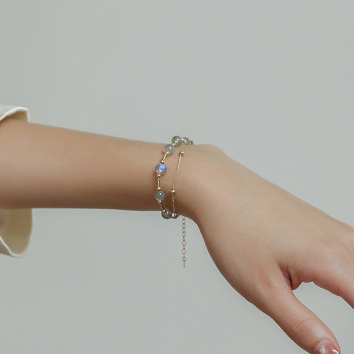 Buddha Stones Moonstone Positive Charming Chain Bracelet - image 10