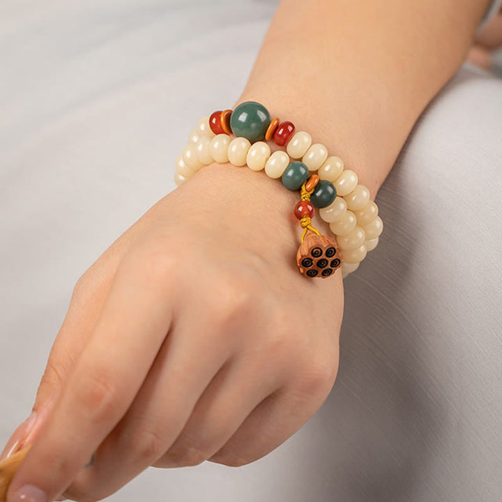 Buddha Stones Bodhi Seed Lotus Pod Charm Peace Double Wrap Bracelet - image 10
