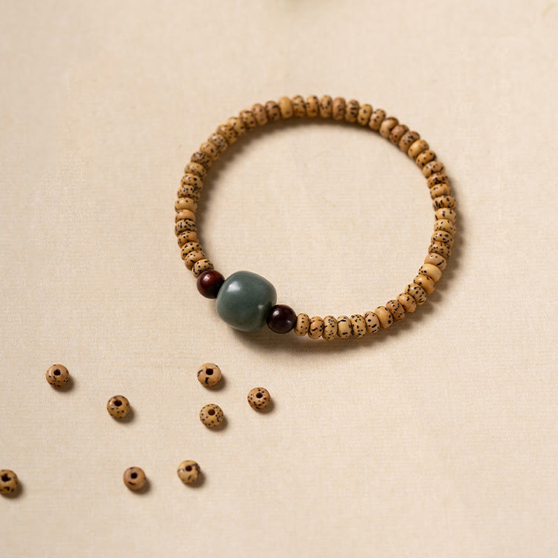 Buddha Stones Bodhi Seed Small Leaf Red Sandalwood Wisdom Bracelet - image 1