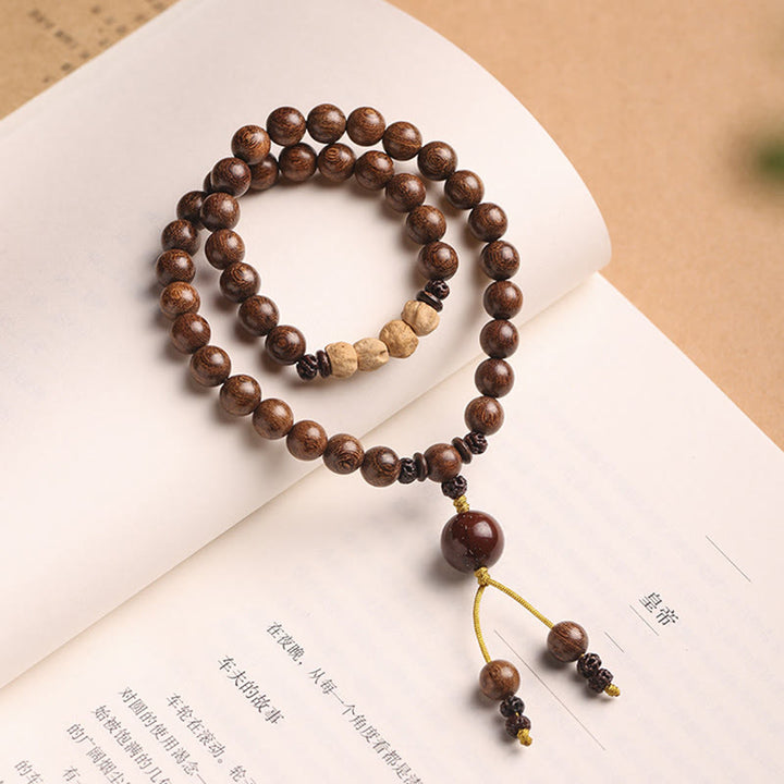 Buddha Stones Sandalwood Small Leaf Red Sandalwood Bodhi Seed Purification Double Wrap Bracelet - image 10