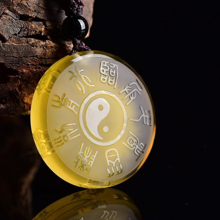 Buddha Stones Taoism Five Sacred Mountains Yin Yang Symbol Liuli Crystal Balance Necklace Pendant Key Chain - image 9